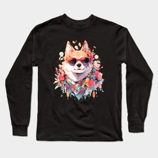 Cute Dog with Sunglasses Long Sleeve T-Shirt